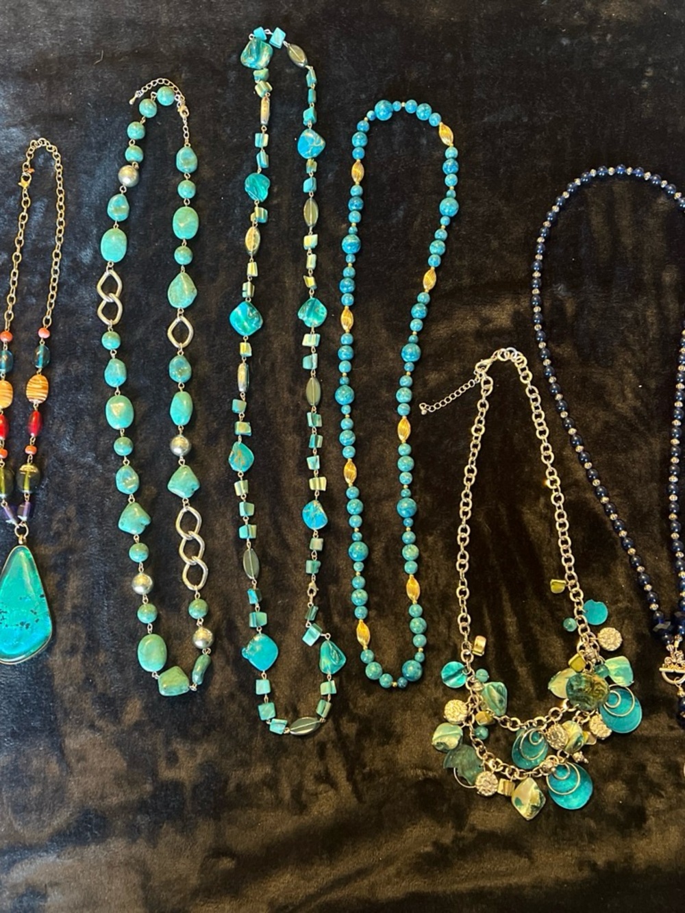 Turquoise Bead and Charm Necklace Collection - Blue Green Jewelry